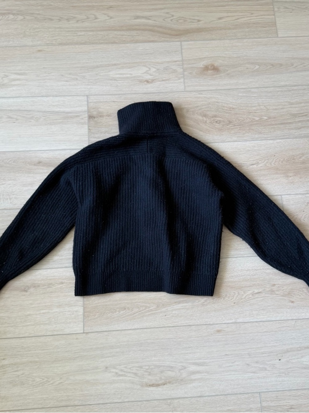 Everlane Black Ribbed Half-Zip Mock Neck Sweater - Picture 3 of 3